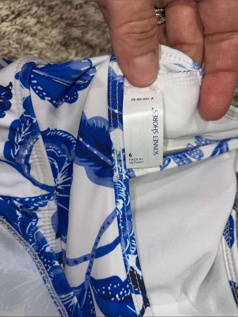 Sonnet Shores Feminine Classy One-Piece Swimdress - White & Royal Blue (size 6) - Picture 13 of 14